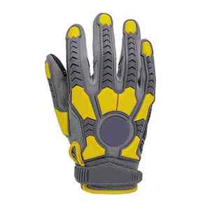 Guantes de mecánico de cuero con servicio OEM, hermoso color amarillo con color gris personalizado y logotipo de diseño, guantes de mecánico de cuero - Product Image 4