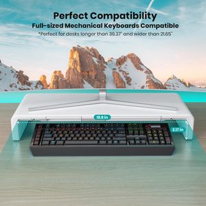 Support d'écran pliable et réglable en hauteur, étagère de bureau pour ordinateur avec tiroir de rangement et support pour <span class=keywords><strong>tablette</strong></span> - Product Image 3