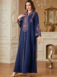 Casuales imprimé brodé robe 2025 automne col montant à manches longues couleur correspondant cravate à volants femmes robe meilleur Design - Product Image 3