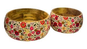 Nouveau Fabricant et exportateur de bols Meena en bois de mangue faits à la main Conception personnalisée bol de service à salade en bois rond fournisseur - Product Image 5