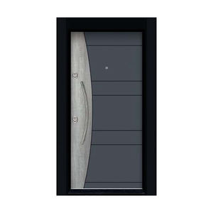 Porte d'entrée en acier de sécurité moderne, design gris, avec poignée en acier inoxydable, étanche, antivol, porte principale extérieure - Product Image 3