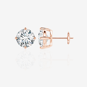 Boucles d'oreilles certifiées en or 18 carats avec diamant de laboratoire taille ronde – Bijoux de luxe en diamant - Product Image 5