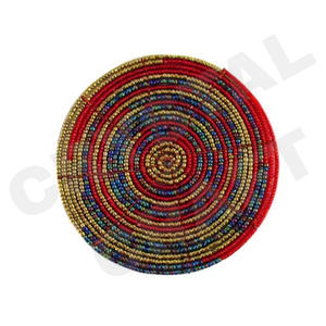 CRYSTAL CRAFT Customizable <b>Glass</b> Beads Multicolor Embroidery Traditional Chinese Handmade Durable Coaster Holder Cup <b>Mat</b> <b>Table</b> - Product Image 6