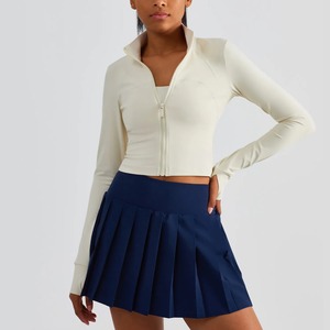 Ropa deportiva para mujer, Chaqueta corta de manga larga para gimnasio, ropa deportiva para mujer, chaqueta deportiva ajustada con cremallera para deporte - Product Image 6