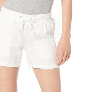 Femmes taille haute cordon décontracté respirant écologique 100% coton Shorts dernier Style couleur unie personnalisé en gros - Product Image 3