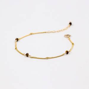 Bracelet à breloques en argent sterling 925 avec pierre œil de tigre, fait main, tendance, best-seller, vente flash, bijou minimaliste, cadeau idéal pour les fêtes - Product Image 1