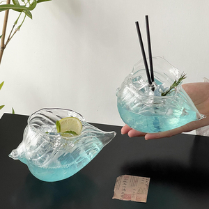 Vente chaude Fantaisie Coquillage Verres À Cocktail Transparent En Forme De Coquille Cocktail Whisky champagne Verre Ensembles pour bar - Product Image 4