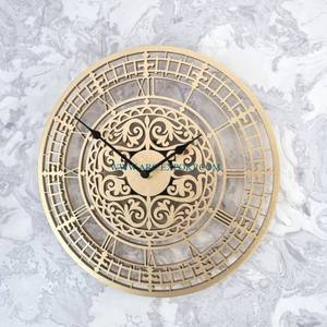 Miroir et métal matériel horloge murale suspendue de luxe nouvelle conception de la plus haute qualité grande taille décoration de la maison horloge murale inde - Product Image 5