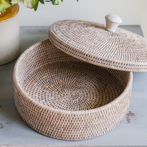 <b>Rattan</b> Wicker Artisan Round Lidded Box Handmade <b>Storage</b> Box Eco-Friendly Natural Home and Home Decor Wholesale from Vietnam - Product Image 2