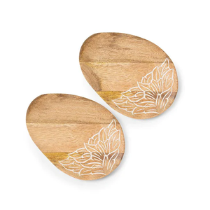 Assiette à feuilles de bois mariage décoratif dîner plats de service assiettes rondes chargeur en bois d'acacia servant l'utilisation - Product Image 5