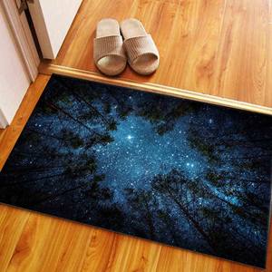 Alfombra con Diseño de Cielo Nocturno Estrellado, Alfombra Estampada, Alfombra Azul Marino, Alfombra de Chenilla - Product Image 5