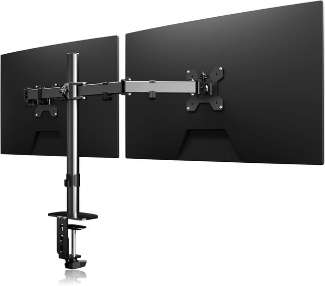 Adjustable Dual Monitor Arm Stand Desk Mount for 2 Computer Screens up to 27 Inch Holds up to 22 Lbs