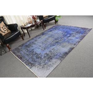 พรมขนสัตว์สีน้ำตาลฟ้าคลาสสิกขนาด5.3x8.6ฟุตงานปะต่อทรงสี่เหลี่ยมผืนผ้าลายทางสำหรับห้องนั่งเล่นยางรองหลังสำหรับบ้าน - Product Image 2