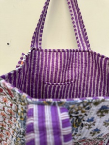 Hot Selling Casual Tote Bag Hand <b>Quilted</b> Cotton Kantha Multi Patchwork Design with Two Straps Open Closure Beautiful Beach Bag - Product Image 4