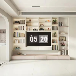 Meuble TV sur mesure, mur d'arrière-plan TV intégré, armoire de rangement murale complète, meuble TV moderne et minimaliste pour salon, mobilier personnalisé - Product Image 4