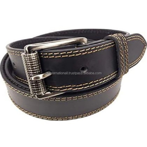 Fabricant Inde ceintures et accessoires en cuir de qualité export double couture en cuir pur ceinture décontractée designer boucle roulante - Product Image 2