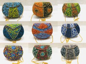 Stylish Designer Multi-Color Handcrafted Ladies Metal Mosaic <b>Evening</b> <b>Bags</b> Fashionable Clutch Purse - Product Image 3