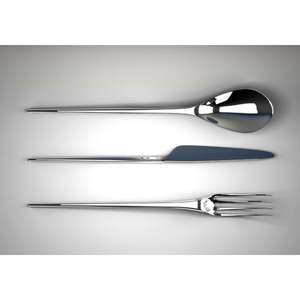 Juego de cubiertos de acero inoxidable duradero con asas curvas ergonómicas con acabado ultra suave de alto brillo y agarre antideslizante ligero - Product Image 1