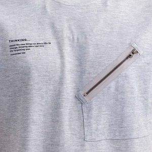 Camiseta de verano para hombre con cuello redondo 2023 Diseño de bolsillo con cremallera de algodón 100% Mejor precio con servicio OEM ODM MOQ bajo - Product Image 4