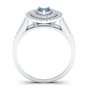 Anillo de Oro Sólido de 14K con Piedra Preciosa de Aguamarina de 1 Quilate, Fabricado por REYES, Anillos de Compromiso de Diamantes Naturales Hechos a Mano para Mujer - Product Image 4