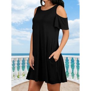 Vestido Corto de Viscosa con Corte Evase y Detalle Elegante en el Hombro para Mujer de Jane's - Cómodo y Elegante para Uso Diario - Product Image 5
