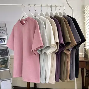 Camiseta con aspecto de gamuza de verano 2025 para hombre, estilo Retro, ajuste holgado, Media manga, Color sólido, Top informal de moda Unisex - Product Image 1