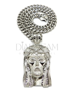 Colgante de cara de diamante de moissanita de moda, cadena cubana de Plata de Ley 925 para regalo de compromiso de boda, collar de estilo Hip Hop - Product Image 2