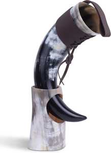Corne à boire Viking polie avec support, meilleure qualité, fabricant indien, corne à bière Viking d'Inde - Product Image 4