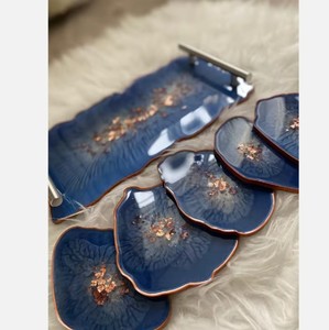 Plateau de service écologique en laiton de luxe sans poignée Meilleur plateau de service de haute qualité au design floral - Product Image 2