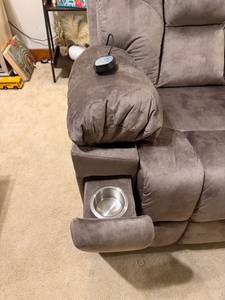 High-Performance Power <b>Recliner</b> Chair With Remote Control Gray Microfiber Electric Lounge <b>Armchair</b> - Product Image 3