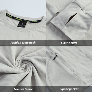 Camiseta Deportiva de Alta Calidad 100% Poliéster, Camiseta Deportiva Elástica, Camisetas de Gimnasio Personalizadas con Bolsillo con Cremallera y Logotipo Personalizado - Product Image 6