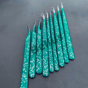 Pinzas para pestañas de acero inoxidable de primera calidad, pestañas moteadas ecológicas para extensiones de volumen de precisión, fabricación sostenible - Product Image 1