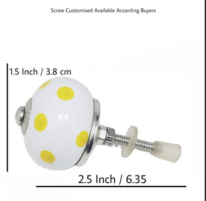 Vente chaude citron jaune à pois blanc boutons en céramique armoires de cuisine poignée de tiroir tire pour chambre armoire commode-CK 558 - Product Image 3