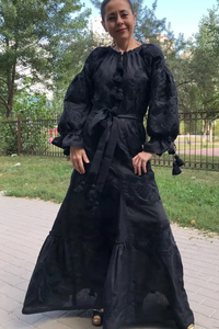 Nouveau design de robes brodées ukrainiennes en coton pour femmes à manches longues et longues pour les fêtes d'été pour femmes - Product Image 6