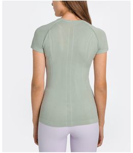 OEM logotipo personalizado cortado mujeres Yoga Top sin costuras gimnasio entrenamiento deportes camiseta para mujeres - Product Image 3