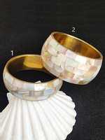 Bracelet jonc en laiton incrusté de coquille d'ormeau, bijoux en nacre et coquillages marins, entièrement fait main, artisanat moderne MS, taille personnalisée