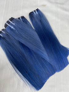 Extension de cheveux Remy vietnamiens bruts doublement étirés Couleur bleue Cheveux humains vierges droits Extension de vendeur de haute qualité - Product Image 5