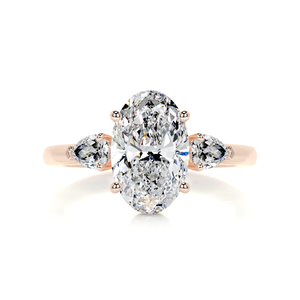 Anillo de Compromiso con Diamante Cultivado en Laboratorio de Corte Ovalado de 3.38 Ct, Tres Piedras, Oro Blanco de 14K, Estilo Bohemio, Certificado IGI, Regalo de Aniversario para - Product Image 4