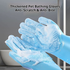 ถุงมืออาบน้ำซิลิโคนหนาสำหรับสัตว์เลี้ยงที่มีขนแปรงหนาแน่นป้องกันรอยขีดข่วนและป้องกันการเกิดฟองเหมาะสำหรับคนส่วนใหญ่ - Product Image 2
