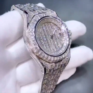 Vente en gros de montres de luxe Moissanite | Testeur de diamants présidentiels squelette glacé VVS - Product Image 3