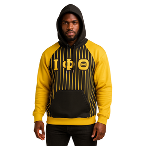Iota Phi Theta corps noir or Raglan fines rayures pull à capuche grec fraternité vêtements personnalisé Divine Nine HBCU vêtements - Product Image 1