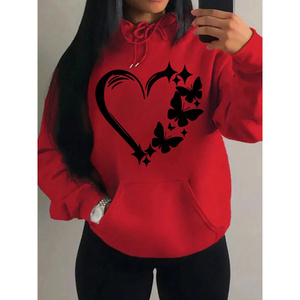 Sweat à capuche multicolore vintage tendance pour femmes motif papillon d'amour fermeture éclair Style de rue Hip Hop inspiré vêtements de poche à la mode - Product Image 6