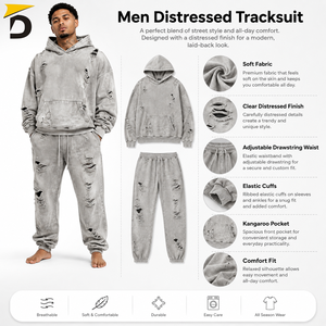 Chándal moderno para hombre con detalles desgastados, construcción cómoda y una silueta relajada para un estilo urbano. - Product Image 6