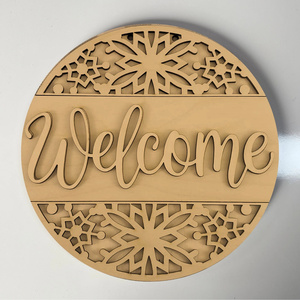 Unfinished Wooden Welcome Door Hanger, Front Door Decor, Paintable Wooden Welcome Door Hanger for Home or Housewarming Gift - Product Image 2