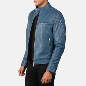 Meilleures ventes Veste d'hiver en cuir pour homme de couleur unie avec logo personnalisé Veste pour homme à col montant en toile de bonne qualité - Product Image 3