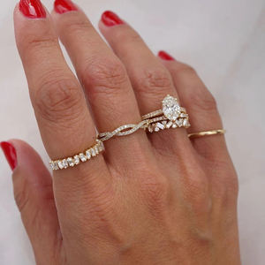 แหวนแต่งงานเพชรโมอีสทรงกลมสำหรับผู้หญิงขนาด14K ลายเกลียวสีทองบิดเกลียวปี0.54กะรัตสำหรับผู้หญิง - Product Image 2