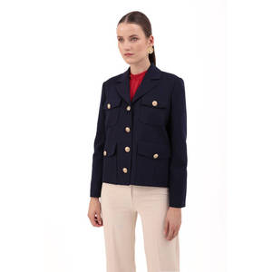 Veste courte en tricot bleu marine pour l'automne - Product Image 2
