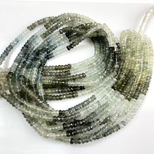 Moss Aquamarine Faceted Rondelle Shape Beads Natural Wholesale Beads For Jewelry Making - Product Image 1