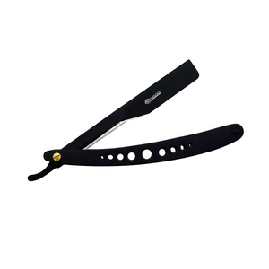 Rasoir de barbier à lame droite en acier allemand de haute qualité avec manche élégant, rasoir de sécurité manuel noir pour usage corporel - Product Image 1