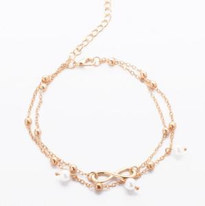 Chaînes de cheville double couche tendance en forme de 8, bijoux de cheville - Product Image 2